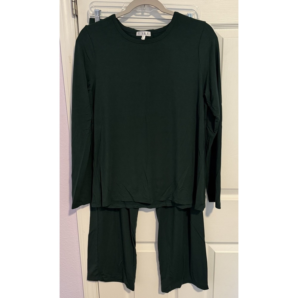 Lake Pajamas Dream Modal Set Women's Med Forest Green Long/Long Lounge Stretch